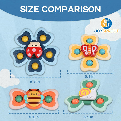Spinner Toys for Babies, 4pcs Baby Spinners with Suction Cups for Interactive Stimulation and Sensory Development, Window Spinners for Toddlers 1-...
